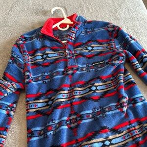 Southern Marsh Blue and Red Geometric Pullover
